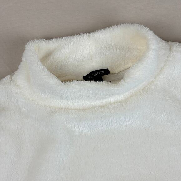 Talbots Size Small Funnel Neck Pullover Sweater Ivory Off-White Cozy Soft Plush - Picture 3 of 11